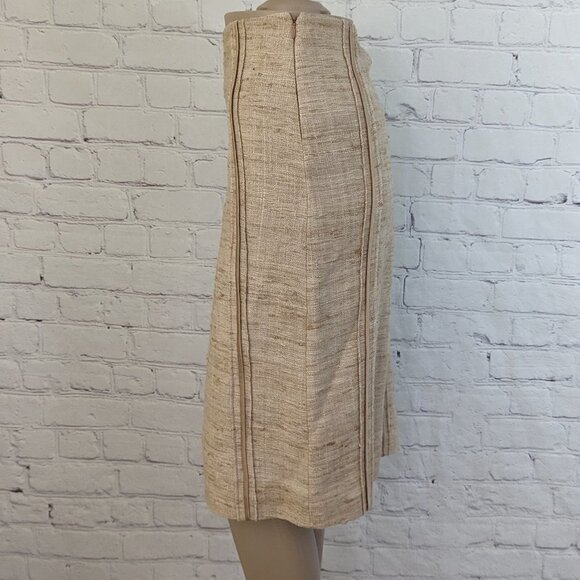 ST JOHN COUTURE Almond Multi sz 16 Raw Silk Skirt NWT - Picture 4 of 9